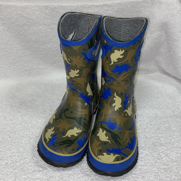 MCIKCC dinosaur Rain Boots, Anti Slip Rubber Waterproof pull one size 2 - Picture 2 of 8